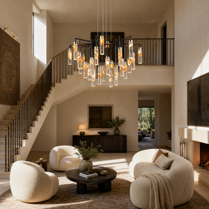 Phoenix Tree Modern Sculptural Ring Chandelier, crystal in light gold + matte black - view 6