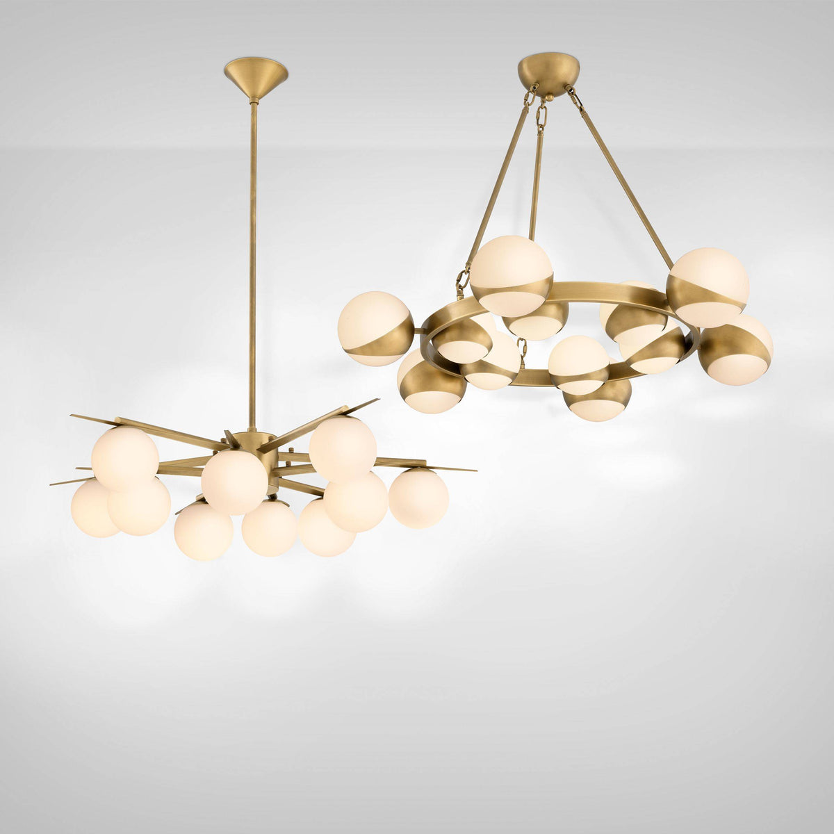 Tortora Modern Brass Chandelier - Brass, alabaster in alabaster - view 4