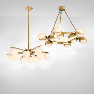Tortora Modern Brass Chandelier - Brass, alabaster in alabaster - view 4