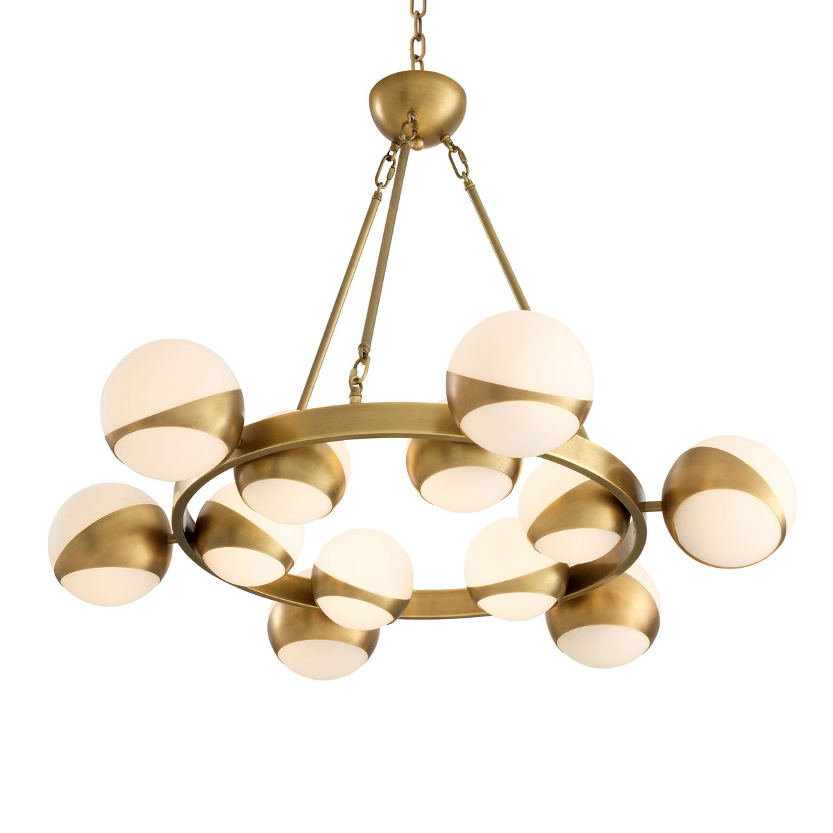 Tortora Modern Brass Chandelier - Brass, alabaster in alabaster