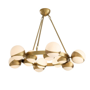 Tortora Modern Brass Chandelier - Brass, alabaster in alabaster - view 2