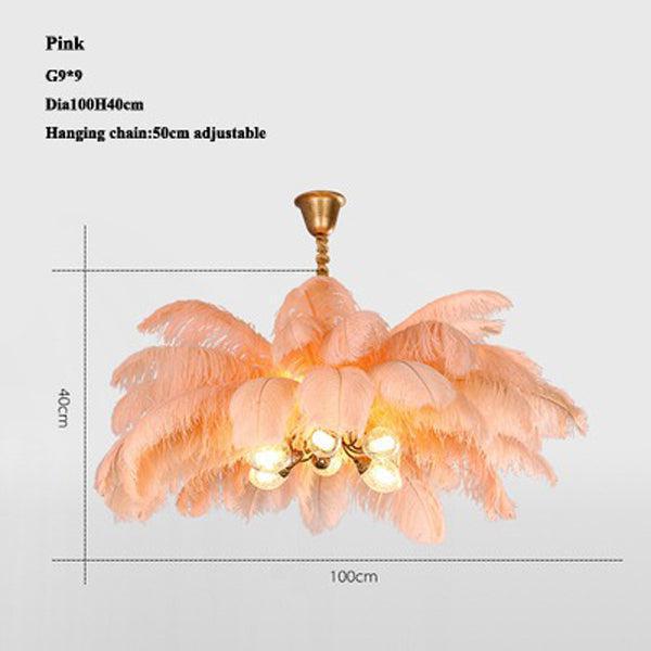 Elva Brass Palm Tree Feather Chandelier - view 13