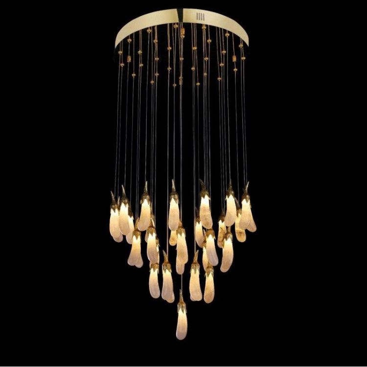 Primary Contemporary Rock Crystal Eggplant Pendant Chandelier - view 2