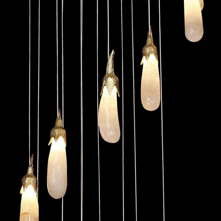 Primary Contemporary Rock Crystal Eggplant Pendant Chandelier - view 4