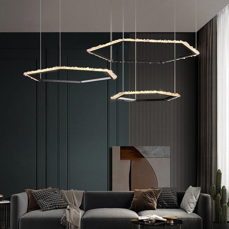 Hexagon Rock Crystal Ring Chandelier - view 2
