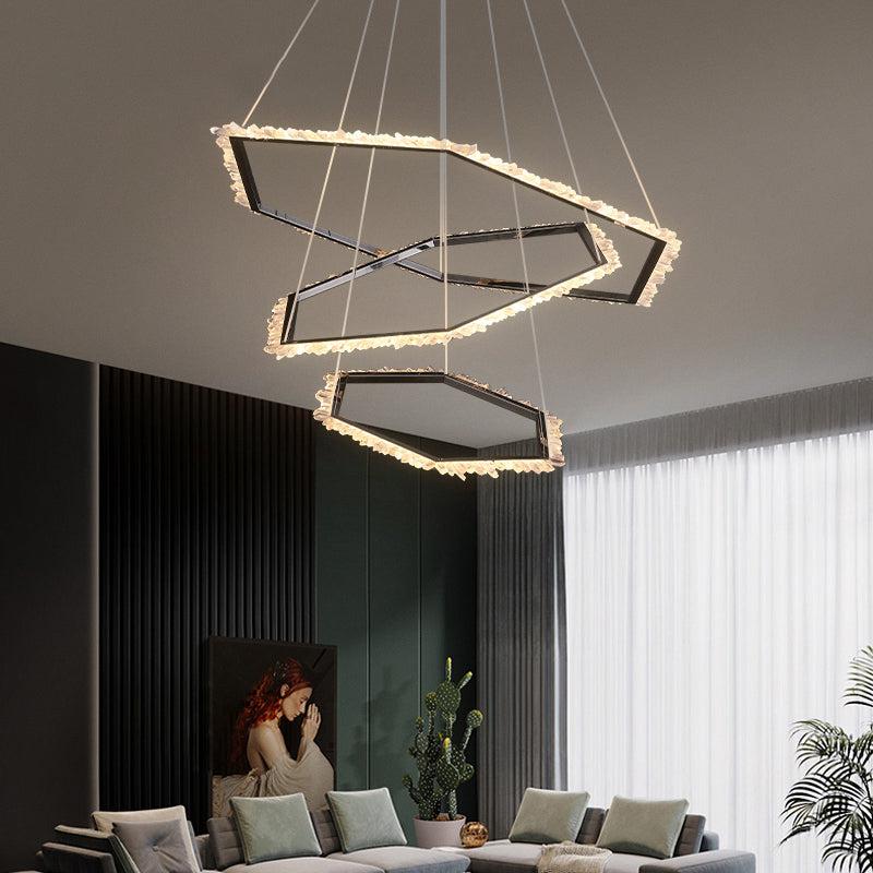 Hexagon Rock Crystal Ring Chandelier - view 3