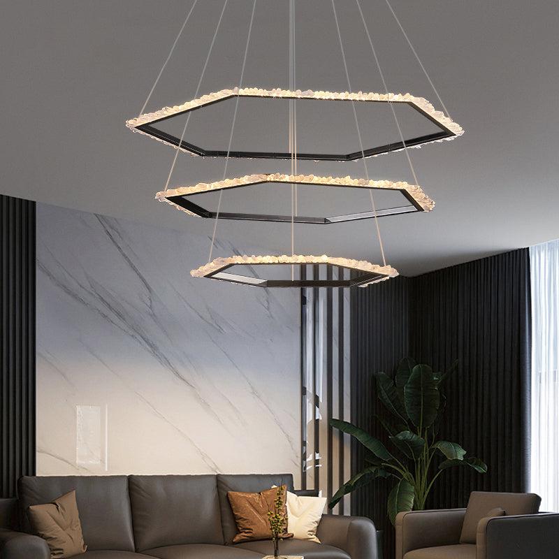Hexagon Rock Crystal Ring Chandelier - view 5