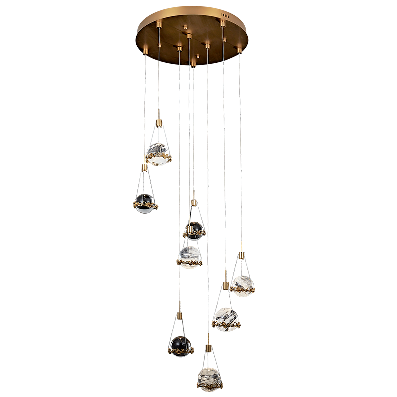Rock Crystal Ball Ceiling Mounted Staircase Chandelier - view 4