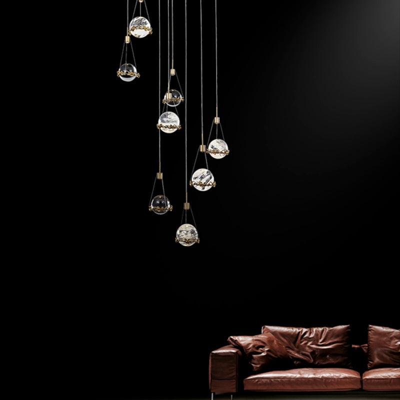 Rock Crystal Ball Ceiling Mounted Staircase Chandelier - view 3