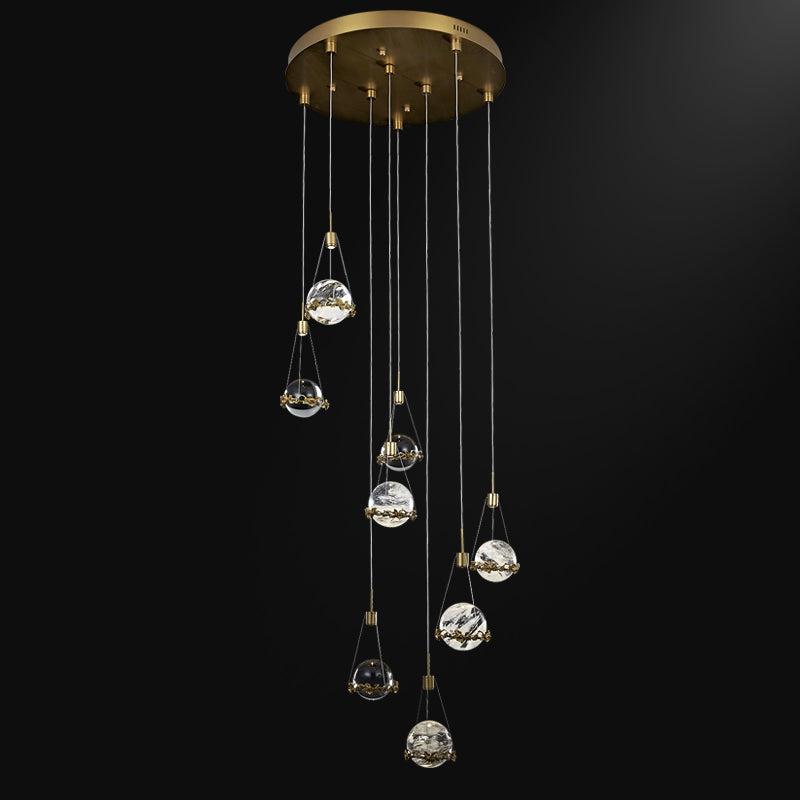 Rock Crystal Ball Ceiling Mounted Staircase Chandelier - view 2
