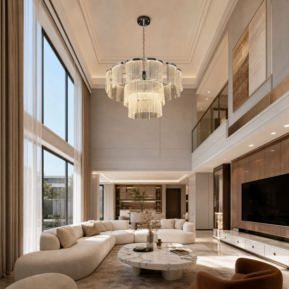 Prismata Crystal Modern Sculptural Ring Chandelier, K9 crystal - view 5