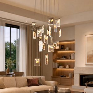 Purple Mountain Modern Sculptural Pendant Light, crystal in brushed gunmetal black - view 6