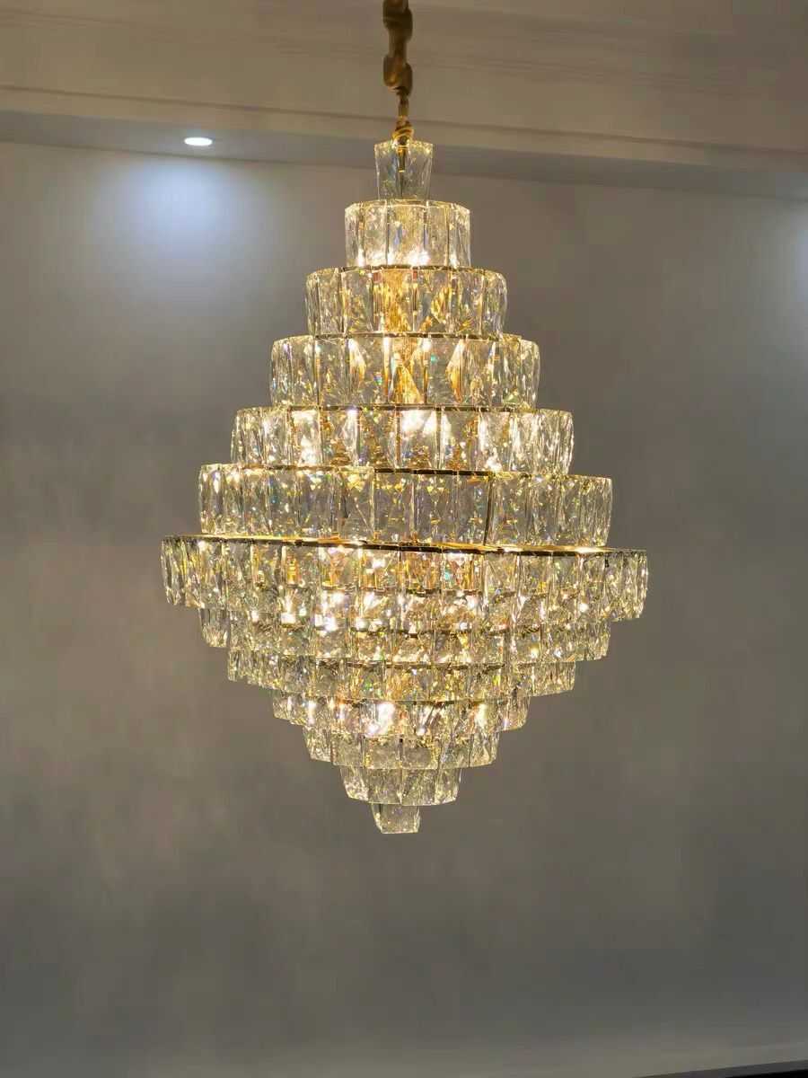 Extra Large Foyer Pure Crystal Ceiling Light Fixture Living Room Entrance Staircase Chandelier - view 6
