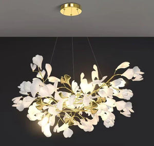 Modern Luxury Linear Ginkgo Ceramic Chandelier for Dining Room/Kitchen Island - view 8