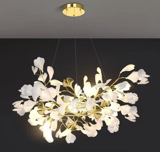 Modern Luxury Linear Ginkgo Ceramic Chandelier for Dining Room/Kitchen Island - view 8