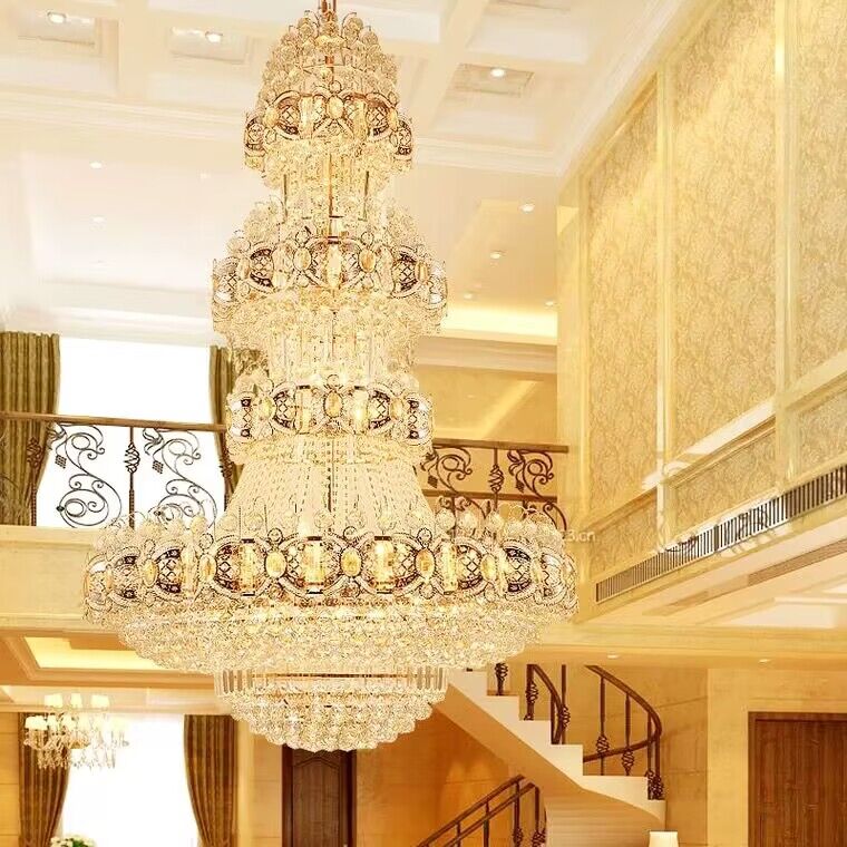 Oversized Luxury Multi-layers Gold Crystal Chandelier For High-ceiling Living Room/Foyer - view 2
