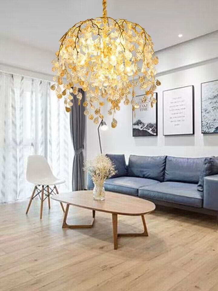 Modern Luxury Leaf Branch Crystal Chandelier Art Copper for Living/Dining Room/Bedroom - view 12