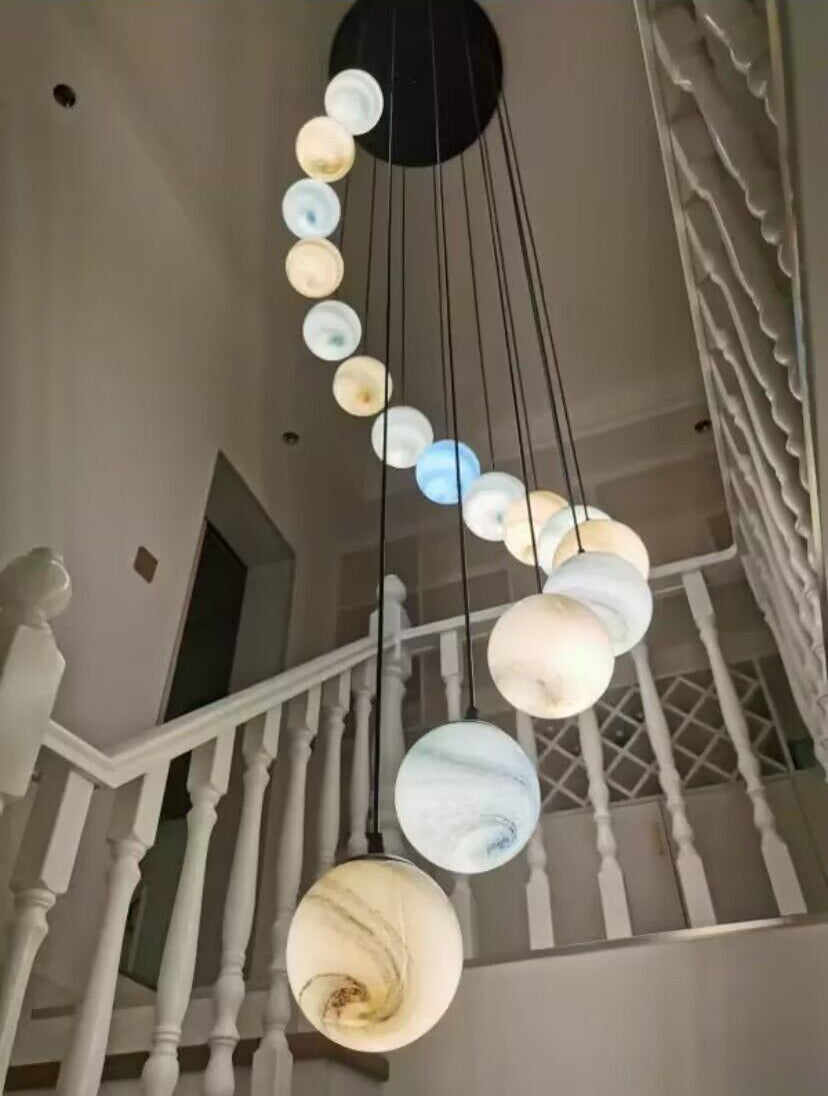 Nordic Planet Creative Long Pendant Chandelier For Staircase/Foyer/High-ceiling Hallway - view 5