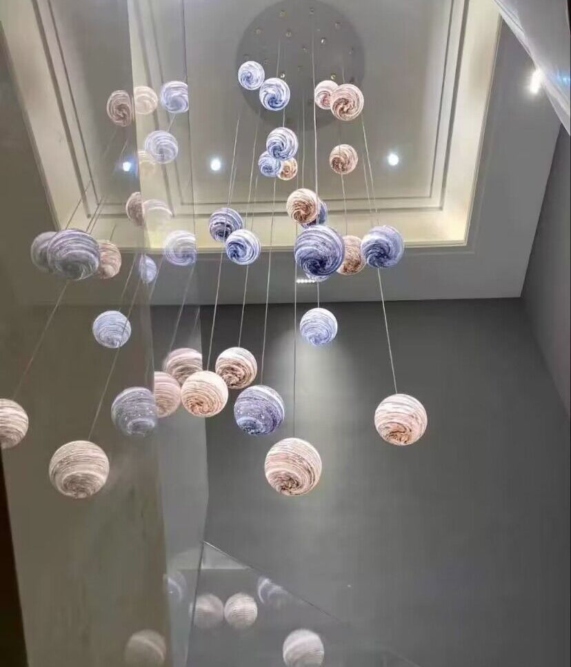 Nordic Planet Creative Long Pendant Chandelier For Staircase/Foyer/High-ceiling Hallway - view 4
