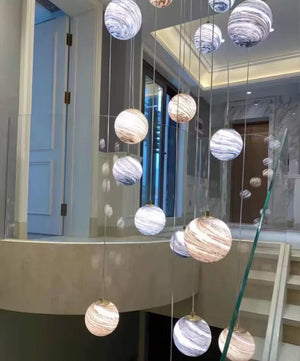 Nordic Planet Creative Long Pendant Chandelier For Staircase/Foyer/High-ceiling Hallway - view 3