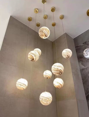 Nordic Planet Creative Long Pendant Chandelier For Staircase/Foyer/High-ceiling Hallway - view 10