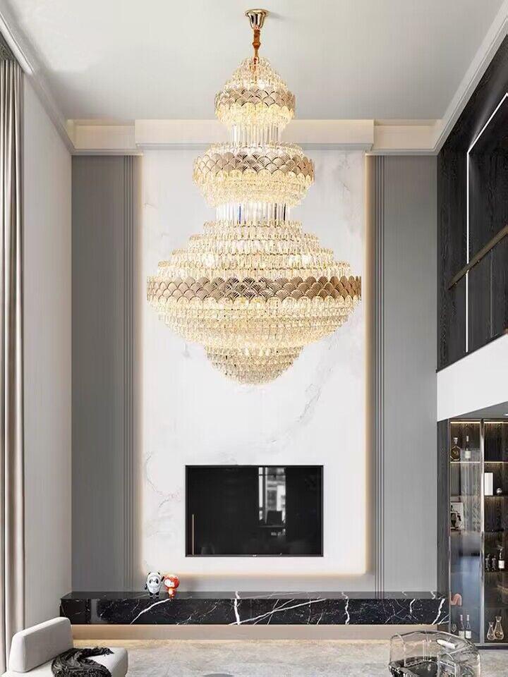 Extra Large Multi-layers Gold Luxury Crystal Chandelier Modern Empire Decrative Crystal Light For Living Room/Foyer/Staircase - view 5