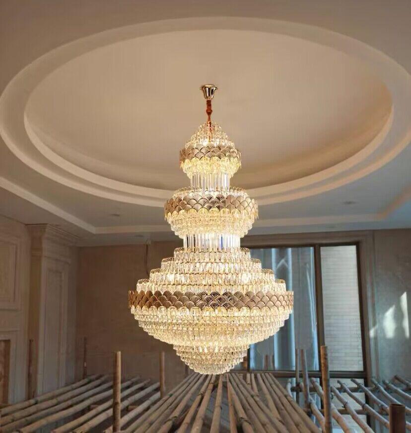 Extra Large Multi-layers Gold Luxury Crystal Chandelier Modern Empire Decrative Crystal Light For Living Room/Foyer/Staircase - view 2