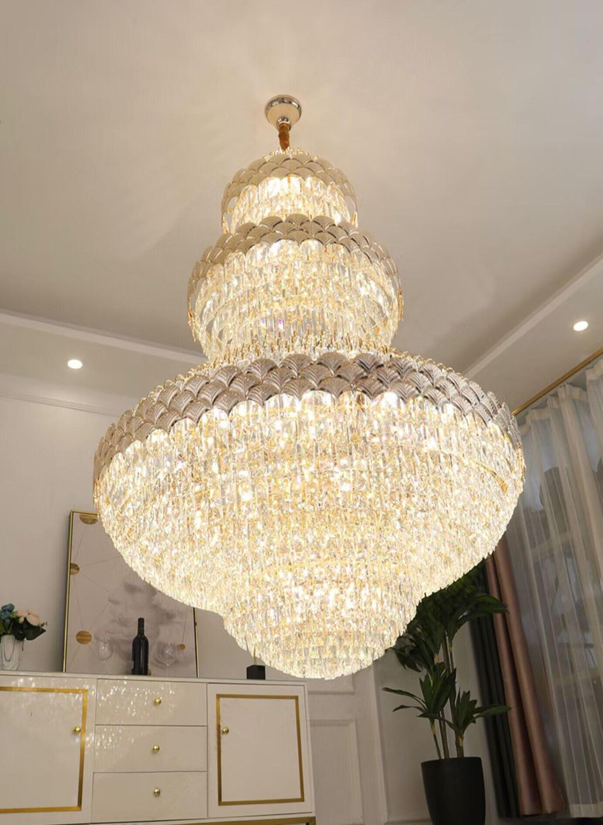 Extra Large Multi-layers Gold Luxury Crystal Chandelier Modern Empire Decrative Crystal Light For Living Room/Foyer/Staircase - view 3