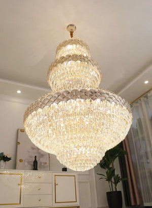 Extra Large Multi-layers Gold Luxury Crystal Chandelier Modern Empire Decrative Crystal Light For Living Room/Foyer/Staircase - view 3