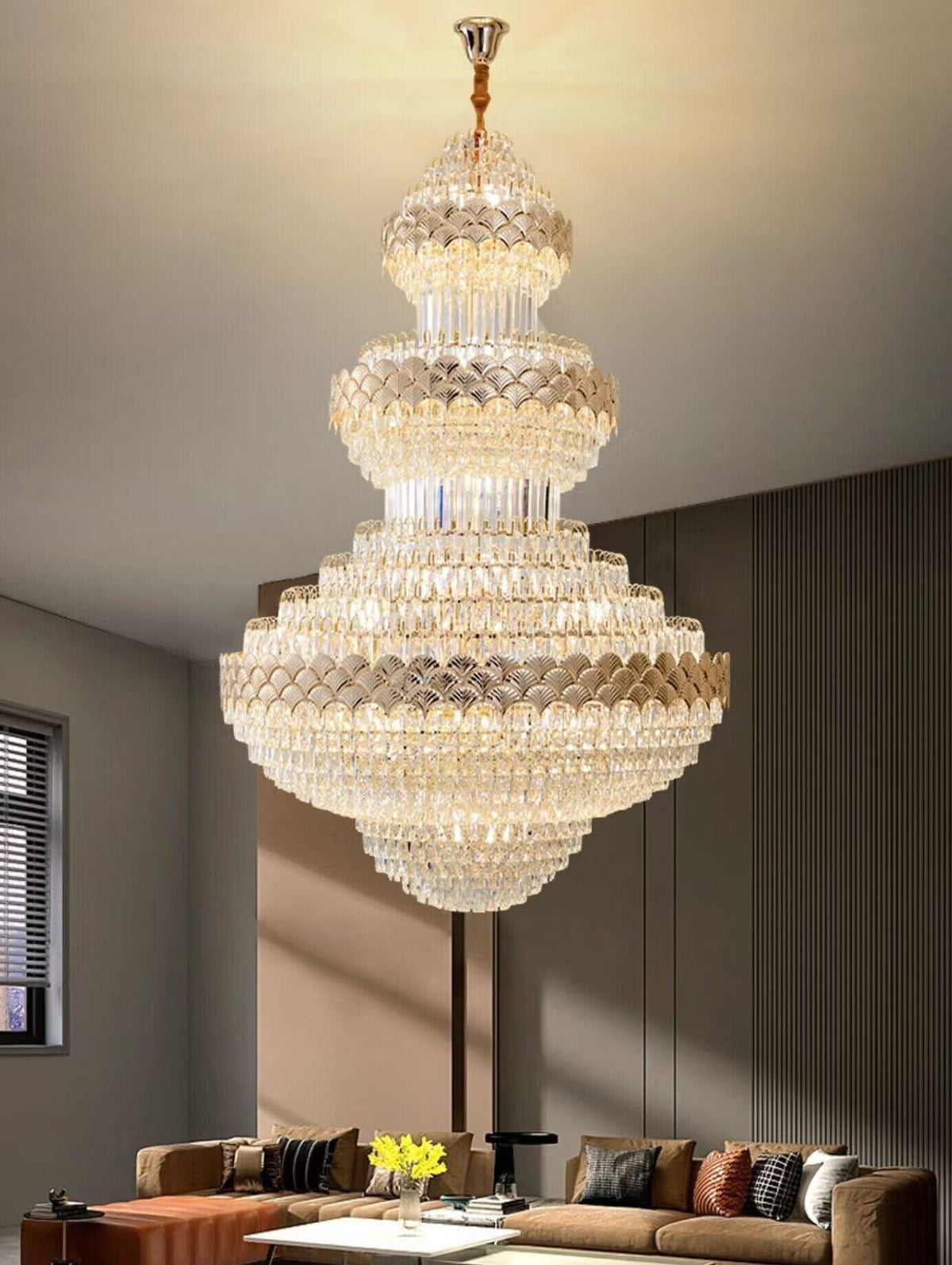 Extra Large Multi-layers Gold Luxury Crystal Chandelier Modern Empire Decrative Crystal Light For Living Room/Foyer/Staircase - view 10