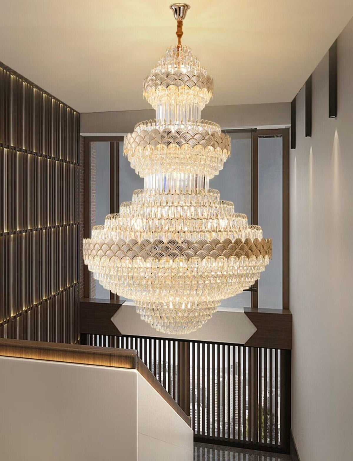 Extra Large Multi-layers Gold Luxury Crystal Chandelier Modern Empire Decrative Crystal Light For Living Room/Foyer/Staircase - view 11