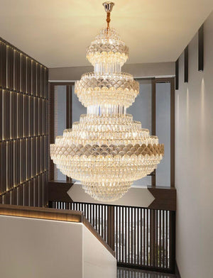 Extra Large Multi-layers Gold Luxury Crystal Chandelier Modern Empire Decrative Crystal Light For Living Room/Foyer/Staircase - view 11