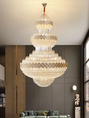 Extra Large Multi-layers Gold Luxury Crystal Chandelier Modern Empire Decrative Crystal Light For Living Room/Foyer/Staircase - view 12
