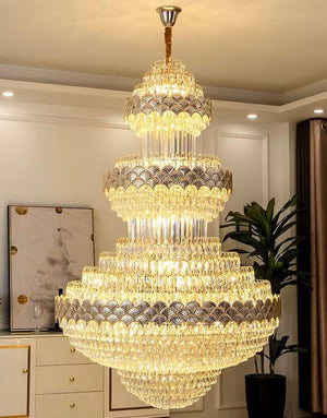 Extra Large Multi-layers Gold Luxury Crystal Chandelier Modern Empire Decrative Crystal Light For Living Room/Foyer/Staircase - view 13