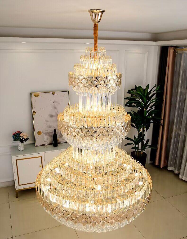 Extra Large Multi-layers Gold Luxury Crystal Chandelier Modern Empire Decrative Crystal Light For Living Room/Foyer/Staircase - view 14