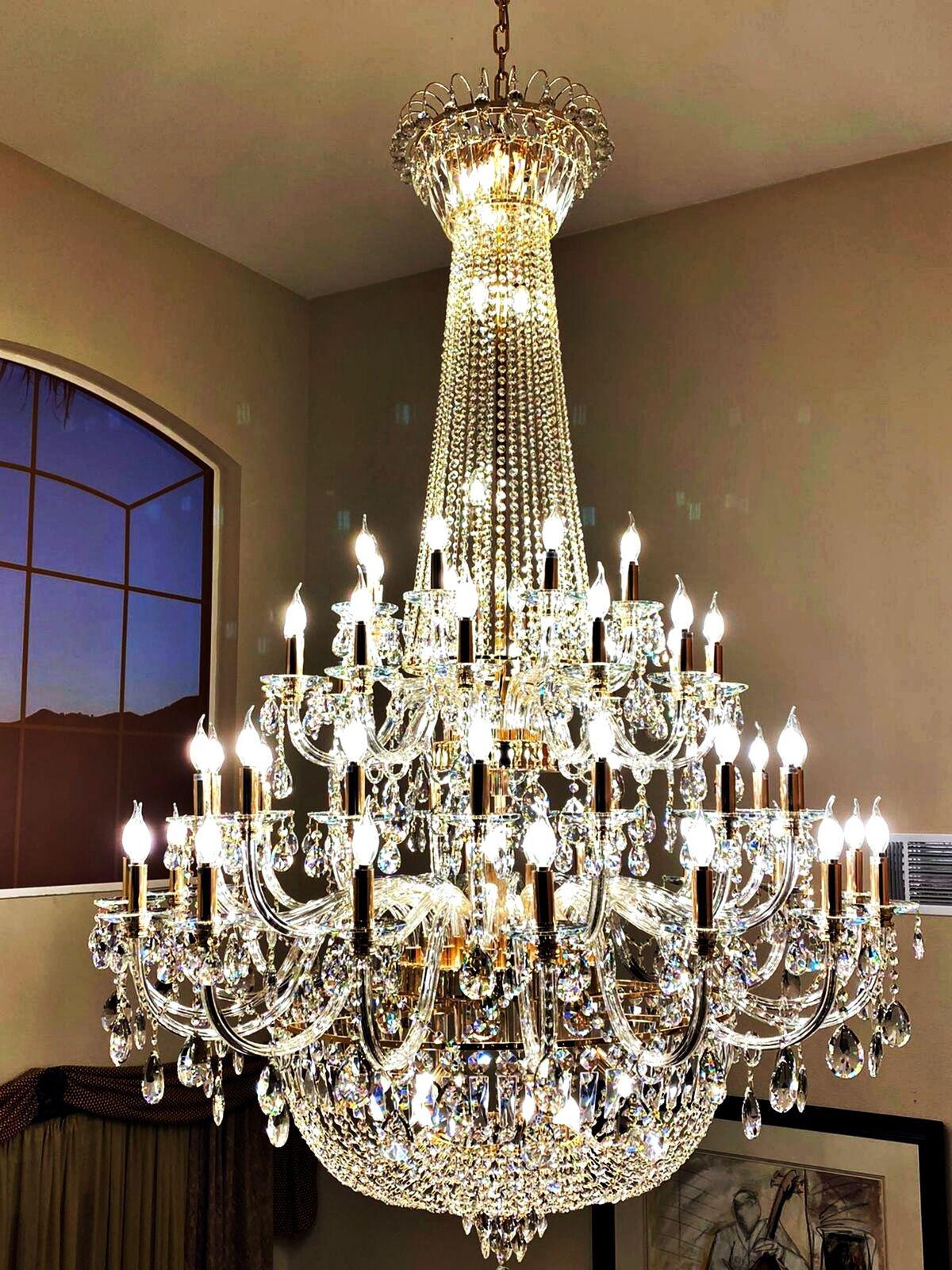 Extra Large European-style Multi-layers Candle Luxury Crystal Chandelier Gold Art Foyer/Staircase Decorative Light Fixture - view 11