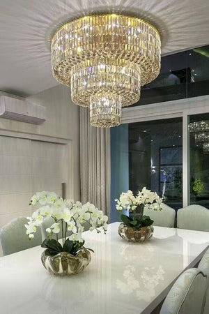 Extra Large Gold Flush Mount Crystal Light Round 3-layers Decorative Living Room/Dining Room Light Fixture - view 10