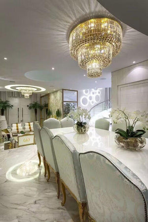 Extra Large Gold Flush Mount Crystal Light Round 3-layers Decorative Living Room/Dining Room Light Fixture - view 11
