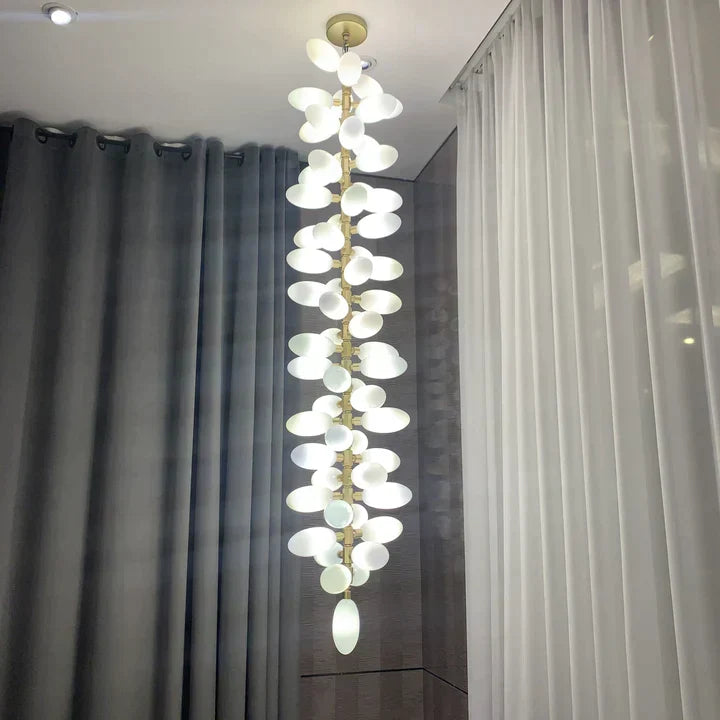 Nordic Art Long Magnolia alba Glass Ceiling Chandelier  for Staircase/Hallway/Entryway Light Fixture - view 5