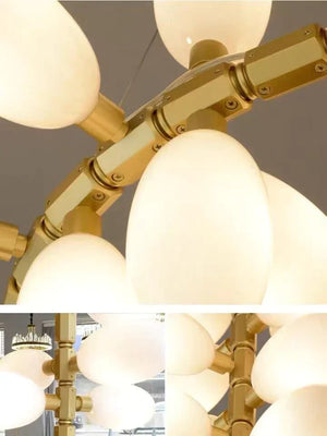 Nordic Art Long Magnolia alba Glass Ceiling Chandelier  for Staircase/Hallway/Entryway Light Fixture - view 13