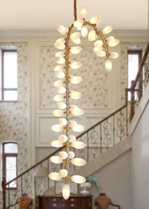Nordic Art Long Magnolia alba Glass Ceiling Chandelier  for Staircase/Hallway/Entryway Light Fixture - view 4