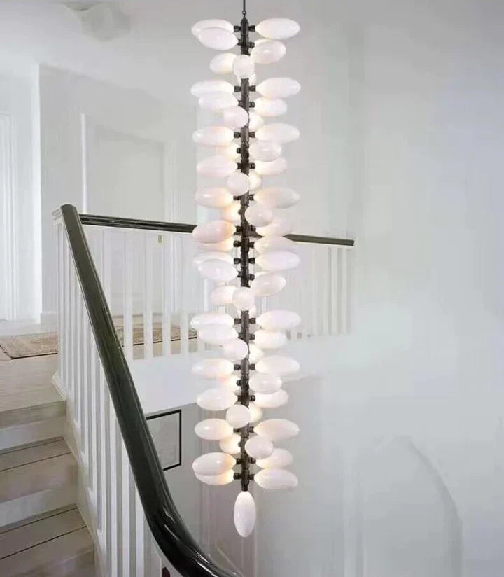 Nordic Art Long Magnolia alba Glass Ceiling Chandelier  for Staircase/Hallway/Entryway Light Fixture - view 10