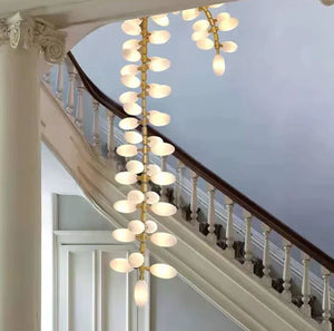 Nordic Art Long Magnolia alba Glass Ceiling Chandelier  for Staircase/Hallway/Entryway Light Fixture - view 7