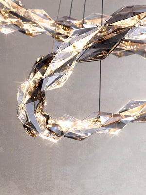 Oversized Multi-Tiered Rings Crystal Chandelier Modern Clear and Grey Crystal Ceiling Light Fixture For Staircase/Foyer/Hallway/Entryway - view 6