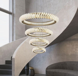 Extra Large Round Acrylic and Stainless Steel Multi-Layer Chandelier for High Ceilings - view 8