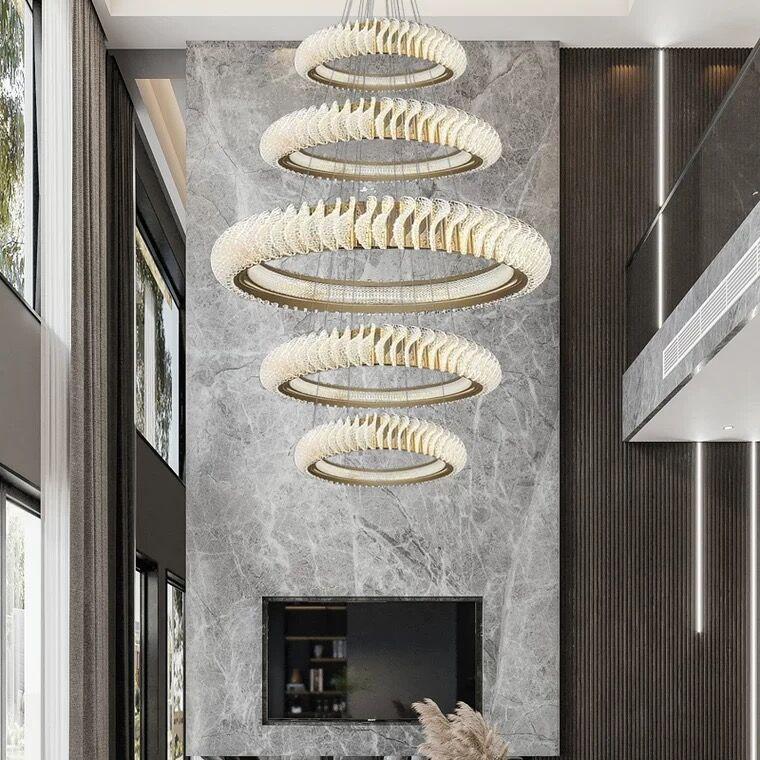 Extra Large Multi-layers Rings Crystal Chandelier Modern Art Waves Creative Pendant Light For High-ciling Foyer/Hallway/Staircase - view 6