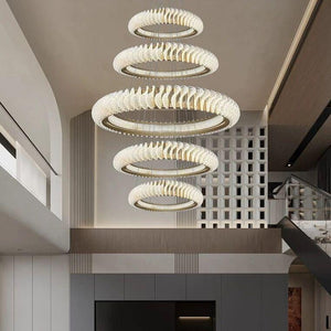 Extra Large Multi-layers Rings Crystal Chandelier Modern Art Waves Creative Pendant Light For High-ciling Foyer/Hallway/Staircase - view 7