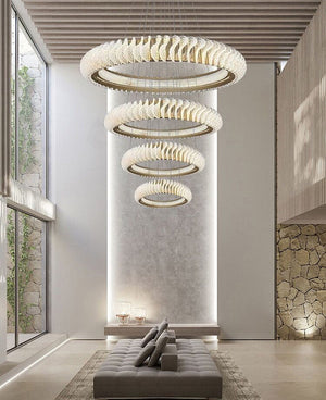 Extra Large Round Acrylic and Stainless Steel Multi-Layer Chandelier for High Ceilings - view 9