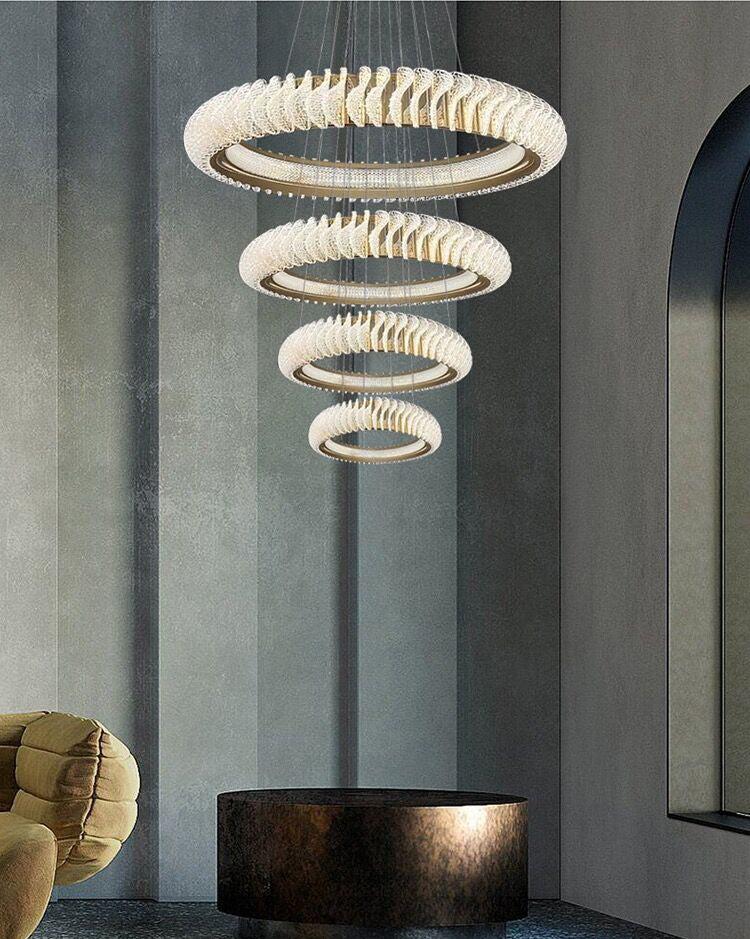 Extra Large Multi-layers Rings Crystal Chandelier Modern Art Waves Creative Pendant Light For High-ciling Foyer/Hallway/Staircase - view 9