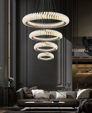 Extra Large Round Acrylic and Stainless Steel Multi-Layer Chandelier for High Ceilings - view 12